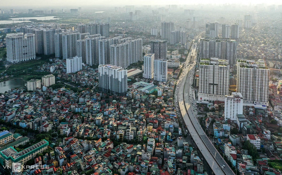 Khu vực quận hoàng mai giáp ranh với quận hai bà trưng xuất hiện nhiều dự án chung cư. ảnh: tđh